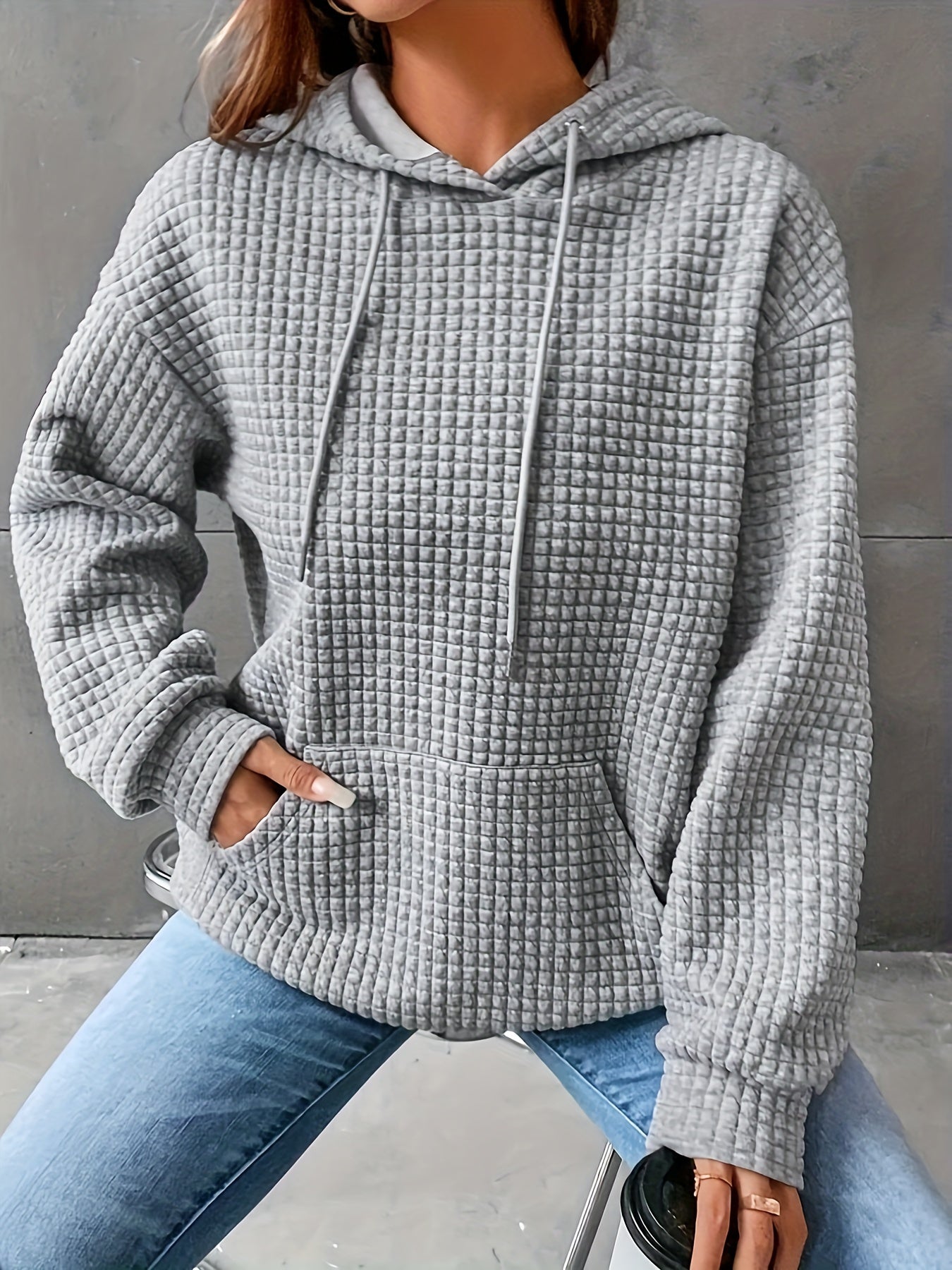 Plus Size - Women'S Plus Size Bright Orange Cable Hoodie - Cozy Loose Fit Pullover with Drawstring, Casual All-Season Wear, Casual Wear Hoodie | Cable Hoodie | Construction, Sweater Hoodie