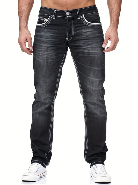 Men's pocket washed jeans