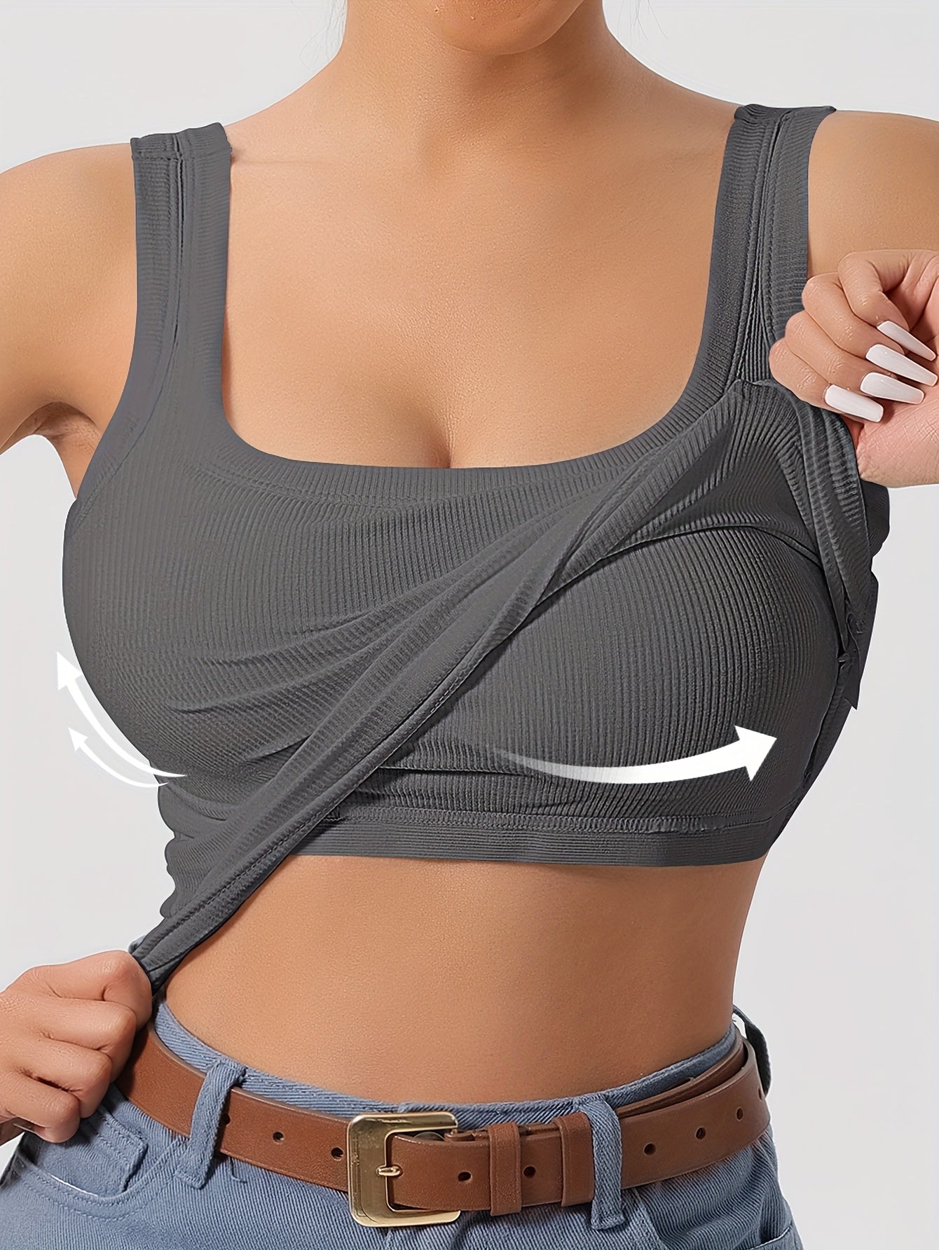 Women'S Sleeveless Top with Removable Padding, Fitted, Solid Color, Suitable for Wearing As an Outer Layer Or As a Base Layer.
