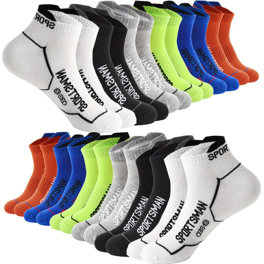 12 Pairs Men'S Athletic Socks - Breathable, Moisture-Wicking, Short-Cut Low-Top Casual Socks for Running, Sports, and Everyday Wear - All Season Comfort, Athletic Socks|Breathable Socks|Stretchy Fabric, Sweat-Resistant