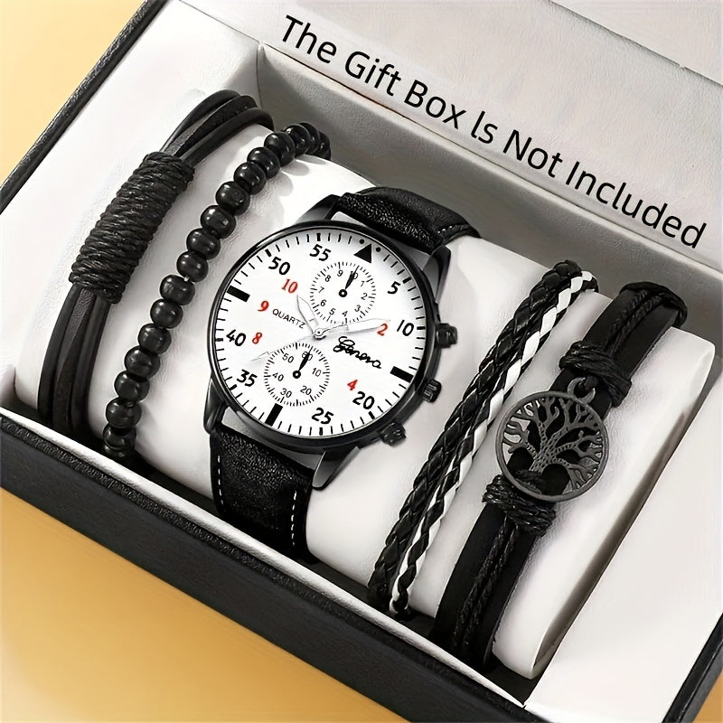 Fashion Accessories, Retro Beaded Bracelet, Braided Hand Rope, Imitation Faux Leather Watch - Perfect Gift for Father'S Day, Valentine'S Day, Easter, Birthdays and Christmas