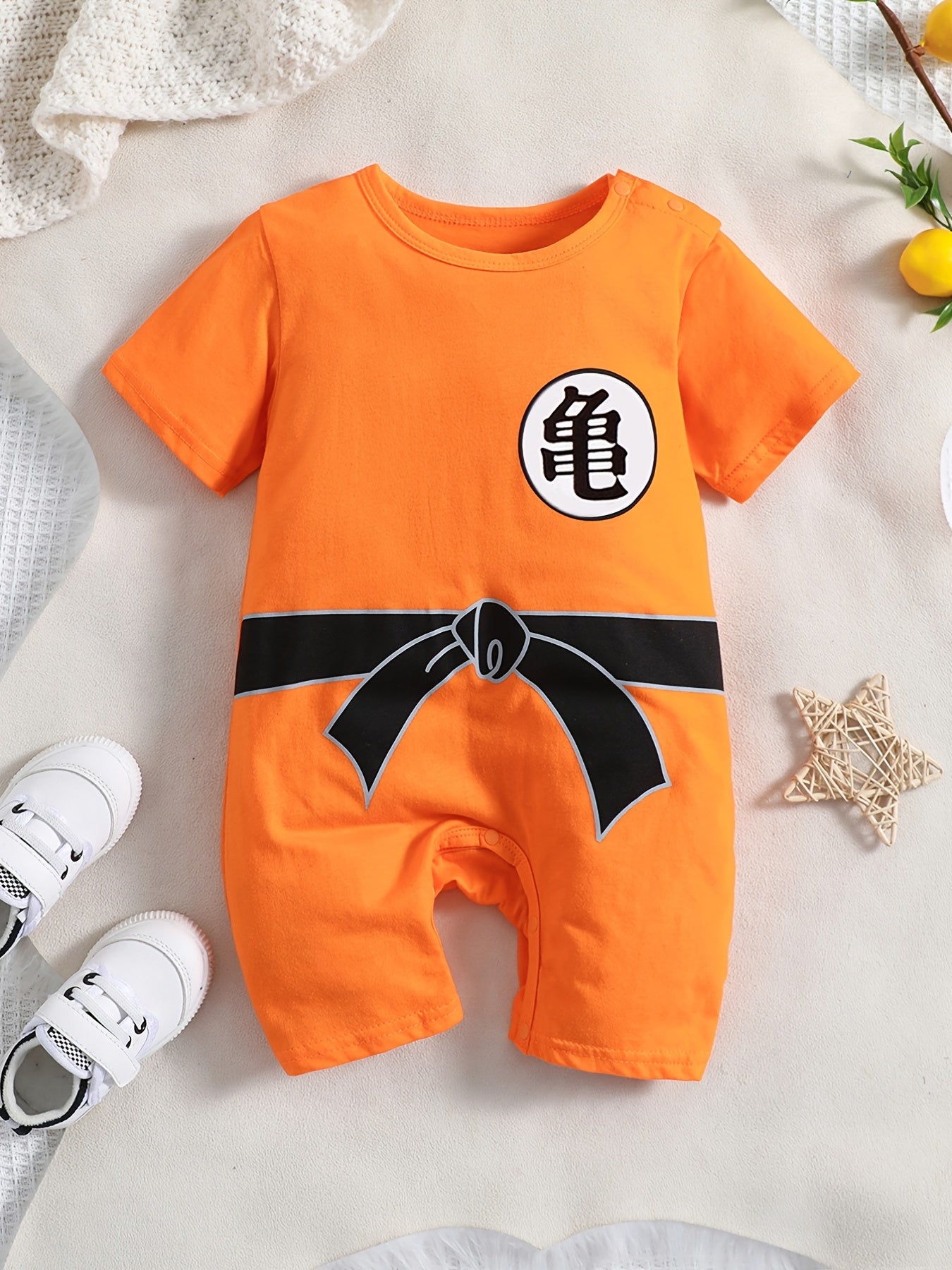 Baby Boy's One-Piece Romper - Soft & Breathable Onesie Jumpsuit, Easy Diaper changes, Machine Washable Newborn Outfit for Summer, Photoshoots & Casual Attire (0-2 Years), Boy Baby Clothes, Easycare Infant Apparel, Cartoon Graphic Romper, Durable Snap Clos