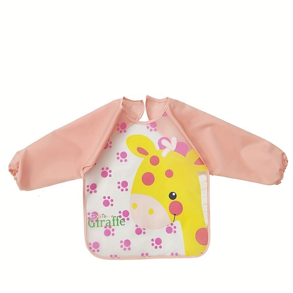 6-72 Month Long Sleeve Bibs for Baby - Vibrant Animal & Cartoon Designs, Machine Washable Polyester, Ideal for Messy Meals & Playtime, Playtime Essentials | Vibrant Bib Designs | Durable Polyester