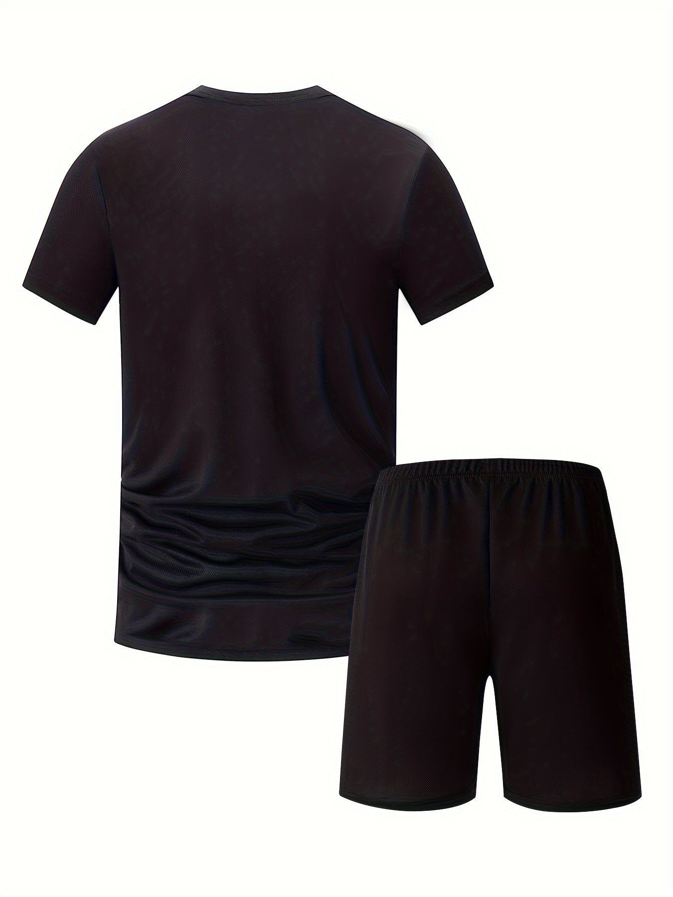 2-piece Men's Casual Sportswear Set, Gradient Short Sleeve Crew Neck T-shirt & Solid Elastic Waist Shorts For Summer Sports Activities