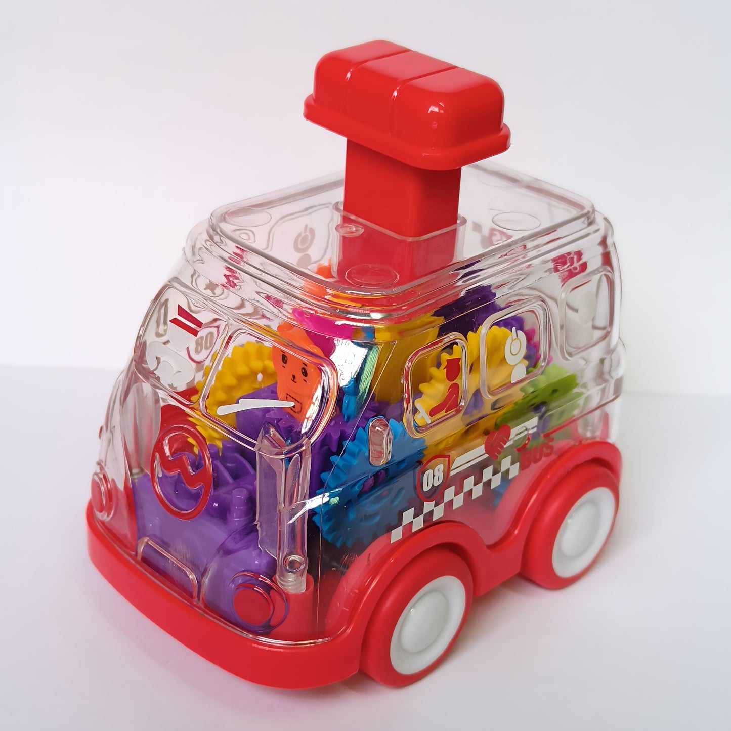 Children Cartoon Transparent Gear Toy Car, Educational Pull Back Car Model, Boy And Girl Christmas Halloween Thanksgiving Birthday Gift ( Gear Color Is Random)