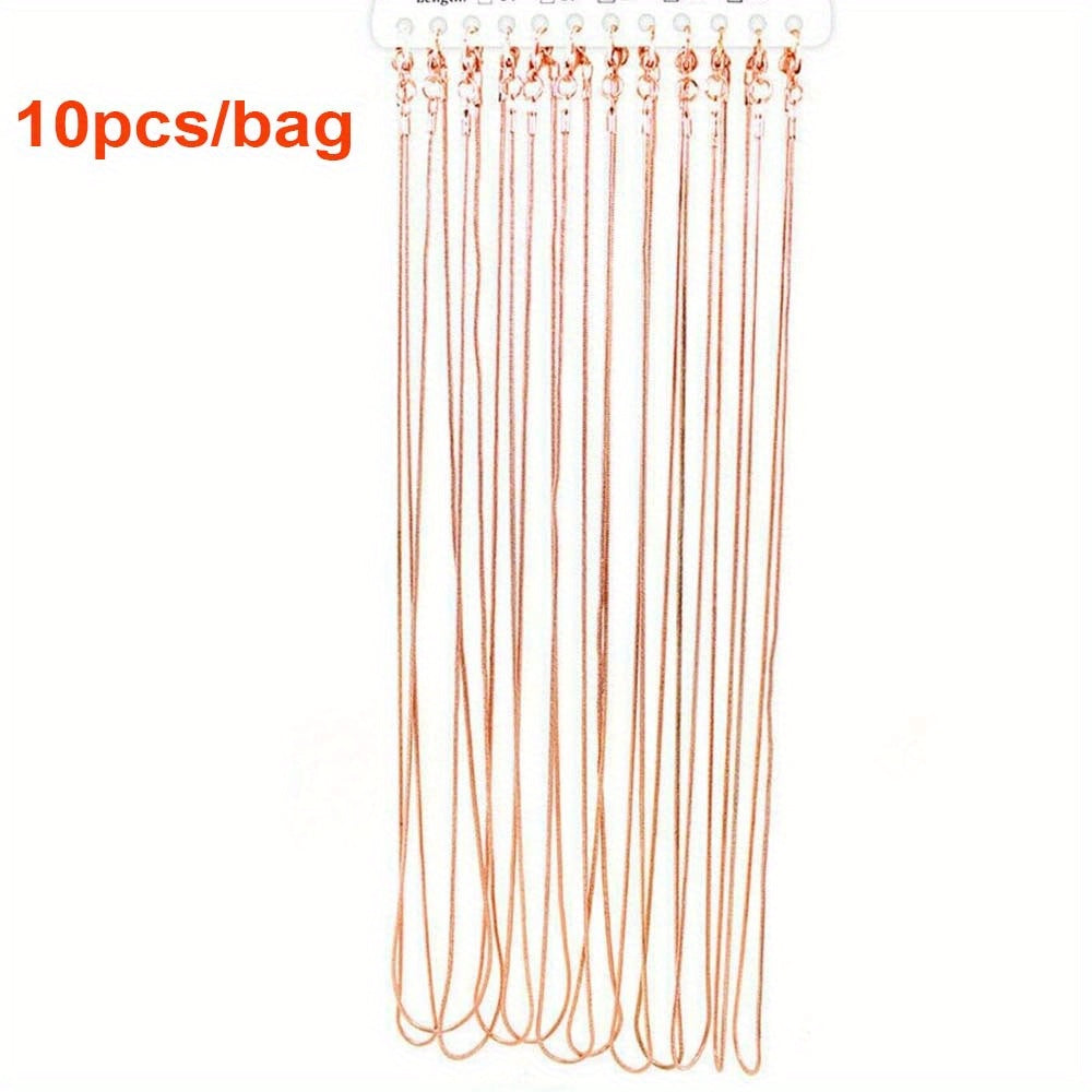 10pcs 40.64-76.2cm ROSE Golden / GOLDEN / PLATED SNAKE CHAINS PLAIN NECKLACES 10 PACKS WHOLESALE