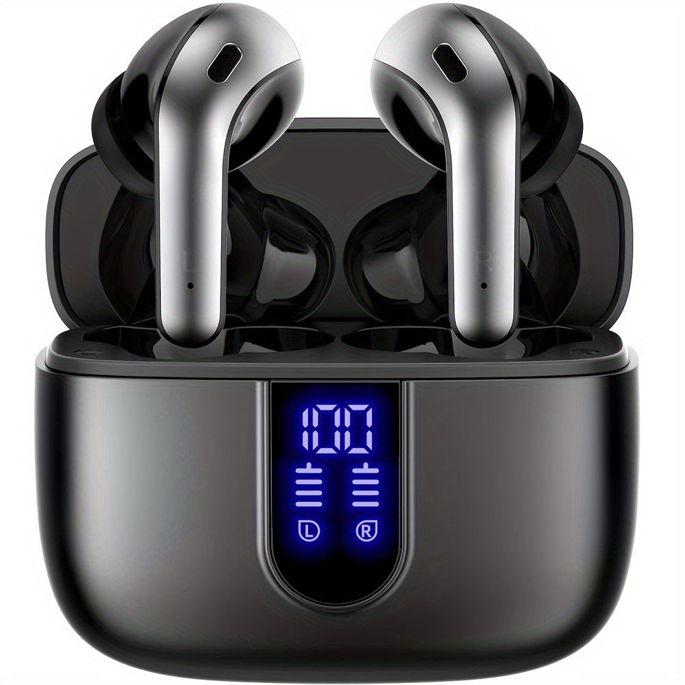 LIFEBEE Wireless Earbuds with 60H Playback, LED Power Display, Noise Cancelling Voice Call, Touch Control, Lightweight In-Ear Headphones with Condenser Mic, Rechargeable Lithium Polymer Battery, Type-C USB Charging, Compatible with Cellphones - Adult Use