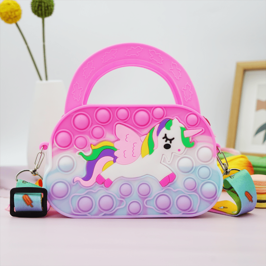 Children's Cute Pony Silicone Crossbody Bag, Fashion Casual Handbag For Girls, Ideal choice for Gifts