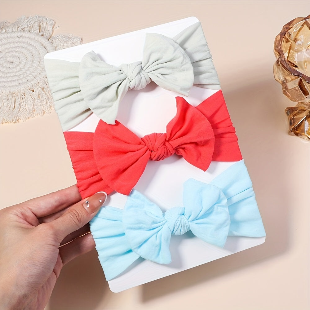3 Pack Solid Color Baby Hair Band Stretch Bandanas