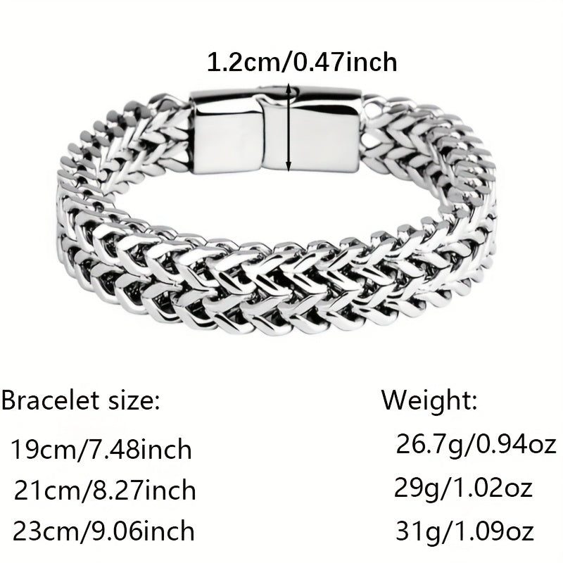 1 Stainless Steel braided square reversible chain magnetic buckle Men's bracelet