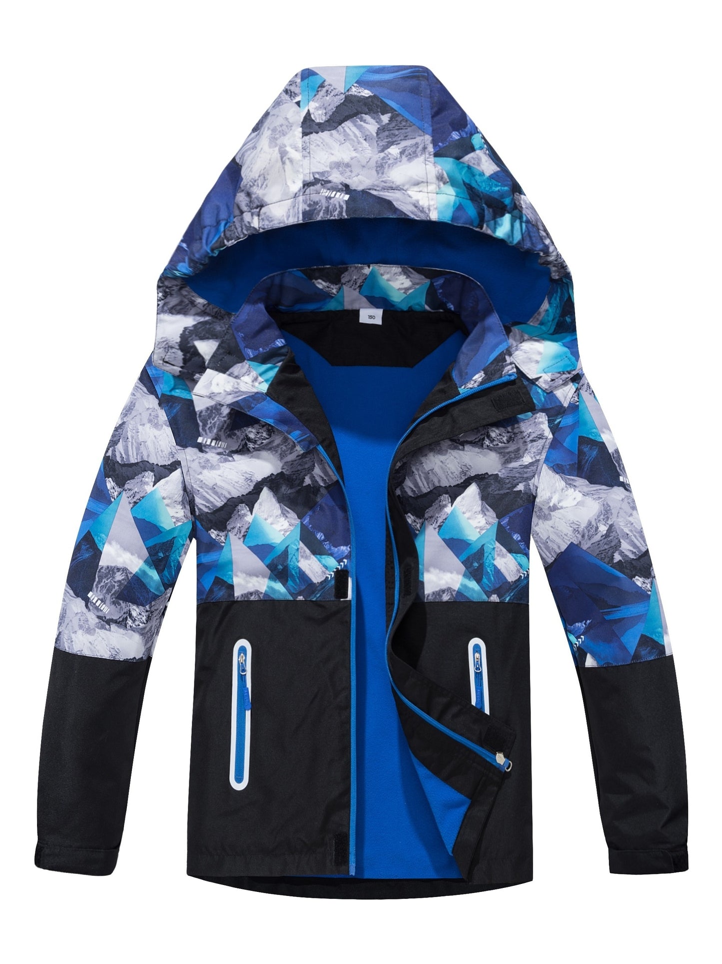 TOP&SKY KIDS Boys Lightweight High Quality Jacket with Removable Hood - Windproof Coat, Full-Zip Closure, Green/Black Camo, Machine Washable Outerwear for & Kids (Spring/Fall) - Ideal for Running, School, Travel, Kids Outdoor Apparel, Contrast Color Desig