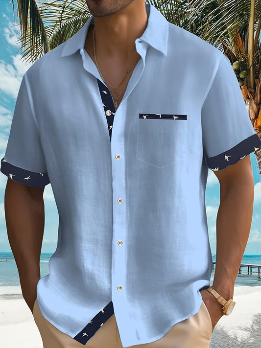 Men's Lightweight Formal Shirt - Classic notched Lapel, Single-Breasted Button Front, Structured Non-Stretch Fabric for Business, Office, Wedding - Elegant White Shirt for Formal Events & Casual Attire, Office Attire, Stylish Contrast Trim, Premium Stitch