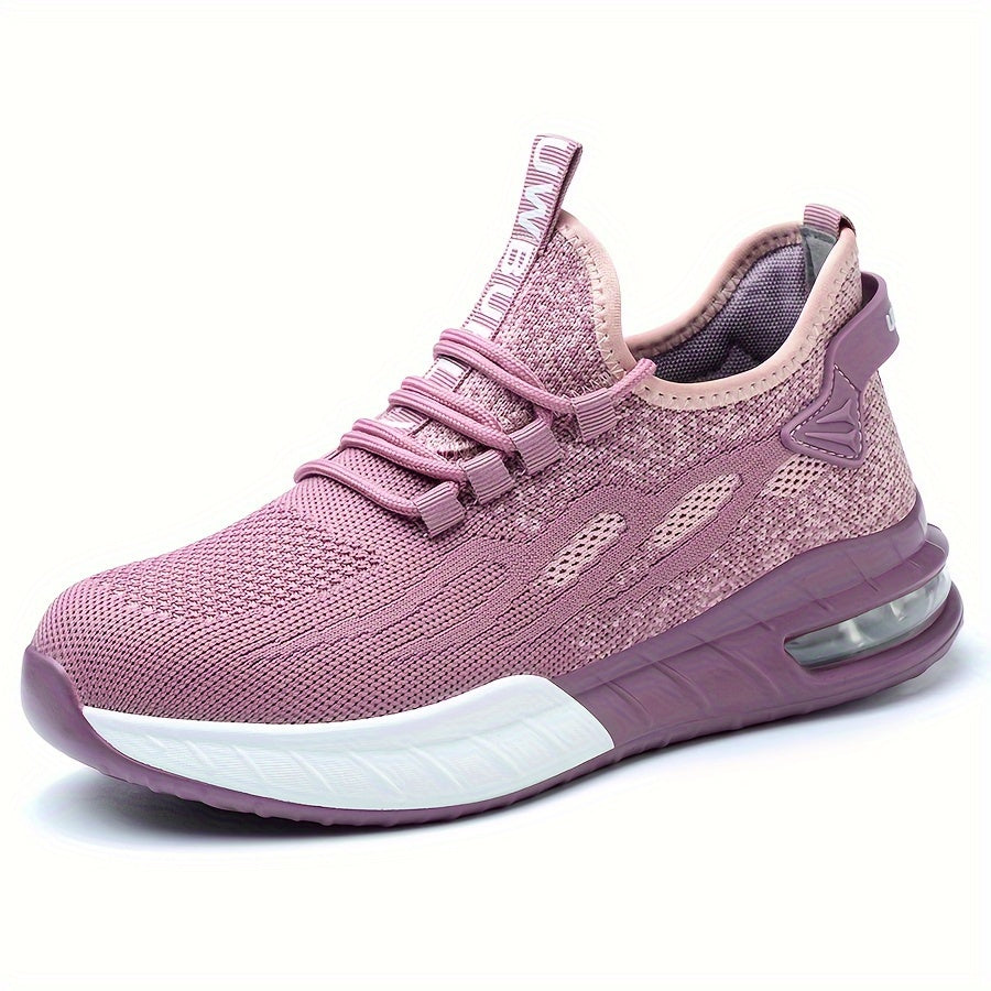 MENGYUXIN Women's Anti-Puncture & Steel-Toe Safety Work Shoes - Breathable Lightweight Construction Boots with Cushioned Insole, PU Sole & Pink Mesh Design for All-Season Job Wear