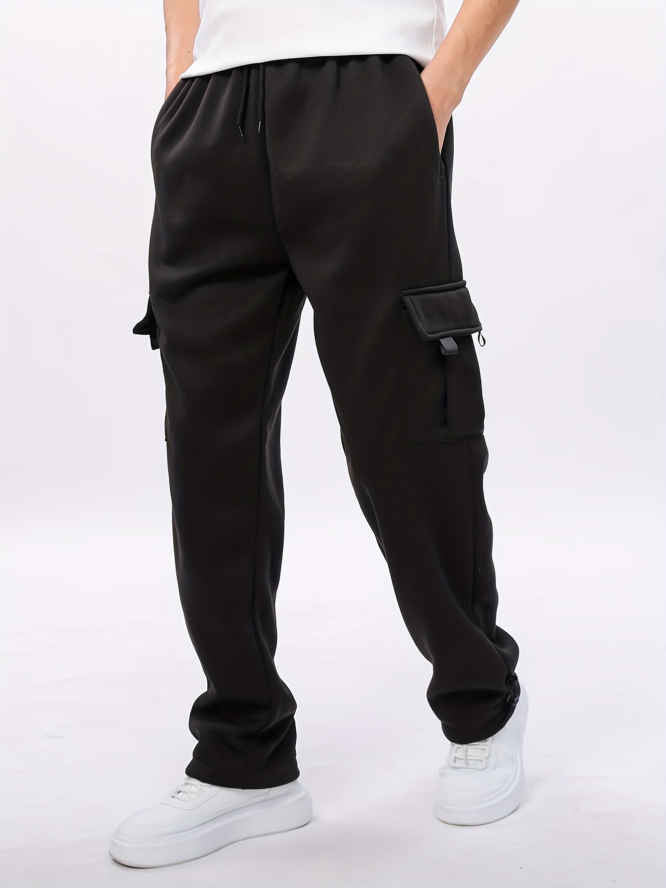 Men's Casual Cargo Pants with Multiple Pockets - Regular Fit Machine-Washable Navy Blue Trousers for Spring/Fall Outdoor & Casual Attire, Leisure Cargo Pants | Durable Cargo Material