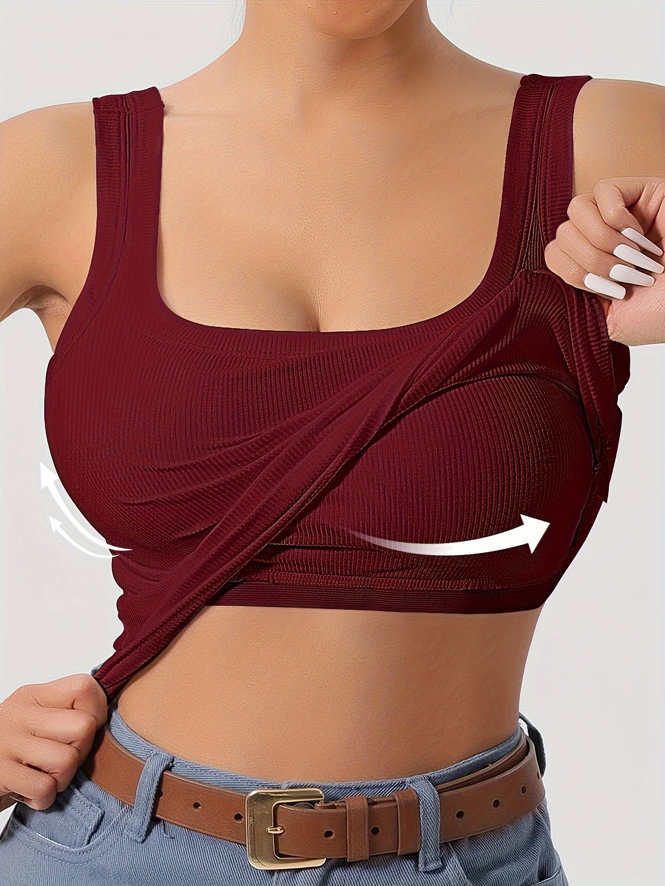 Women'S Sleeveless Top with Removable Padding, Fitted, Solid Color, Suitable for Wearing As an Outer Layer Or As a Base Layer.