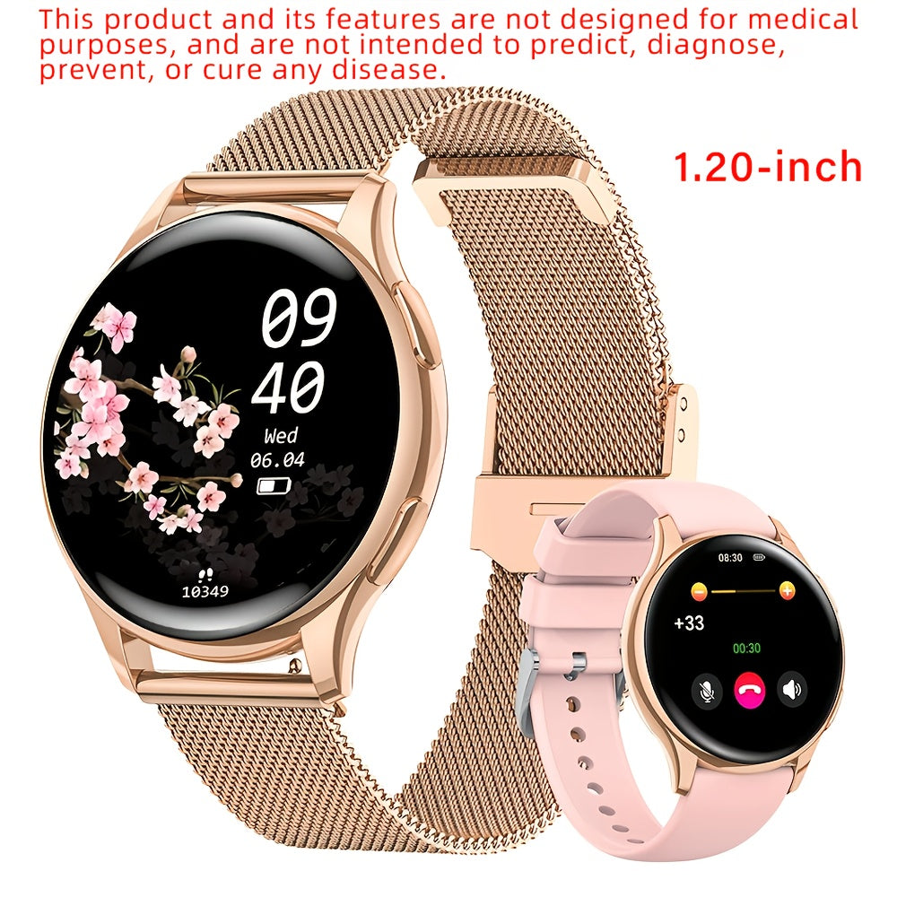 LITTLE MEATBALL Smartwatch with Wireless Calls/Dial, Female Functions, 19 Sports Modes, Music Player, Pedometer - Compatible with Android & iOS, Magnetic Charging, 360x360 TFT Display, Screen Ratio, Battery, Zinc Alloy, Ideal for Men & Women, Perfect Gift
