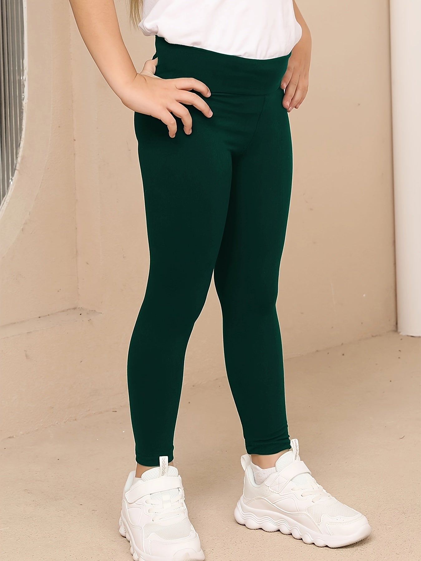 SOFTMILK Girls' High-Waisted Stretchy Leggings - Super Soft, High Elasticity, Solid Black, Tight-Fit Sports Pants for All Seasons, Perfect for Casual or Active Wear, Allseason Leggings | Minimalist Style | Highelasticity Fabric, High Waisted Leggings