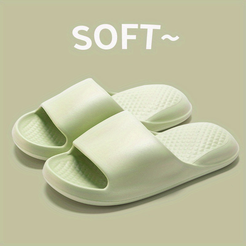 Unisex Casual EVA Slippers, Soft Open Toe Slip-on Flat Heel Sandals, Comfortable All-Season Indoor Home Summer Bath Shoes, Solid Color