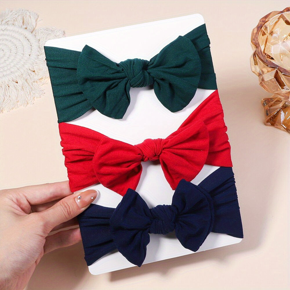 3 Pack Solid Color Baby Hair Band Stretch Bandanas