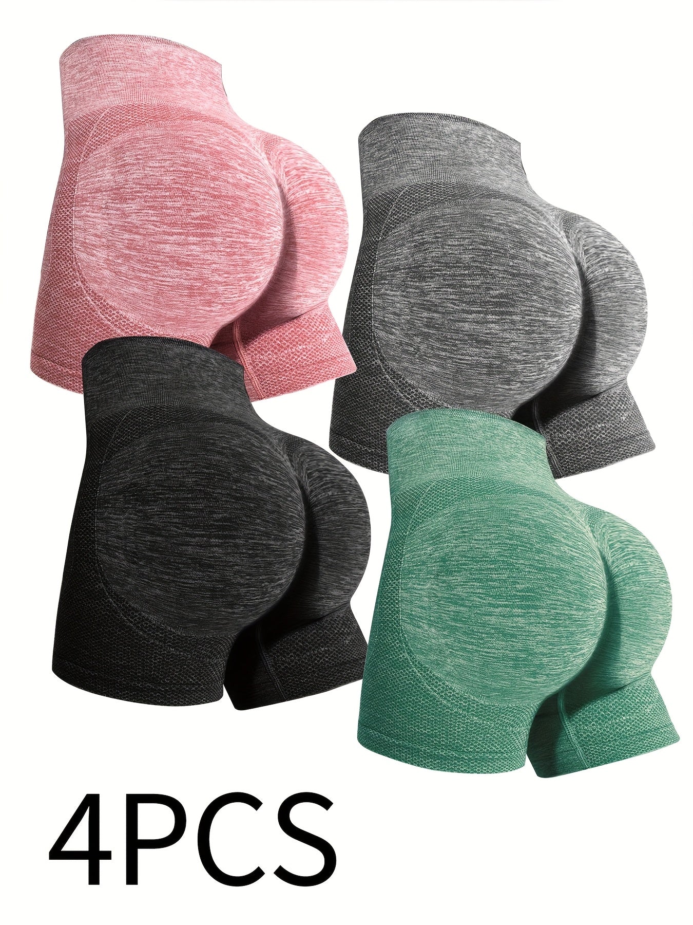 4pcs set of Women's buttock lifting and shaping shorts, yoga pants, suitable for sports and casual fitness