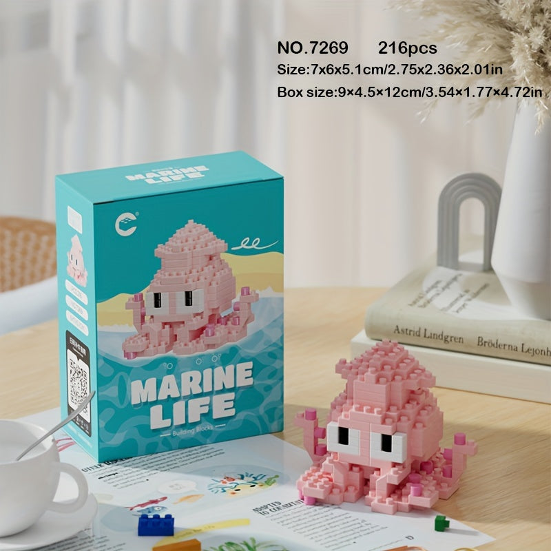 Ocean Series Animal Building Blocks, ABS Plastic, Assorted Sea Turtle, Penguin, and More, Perfect Back-to-School Gift