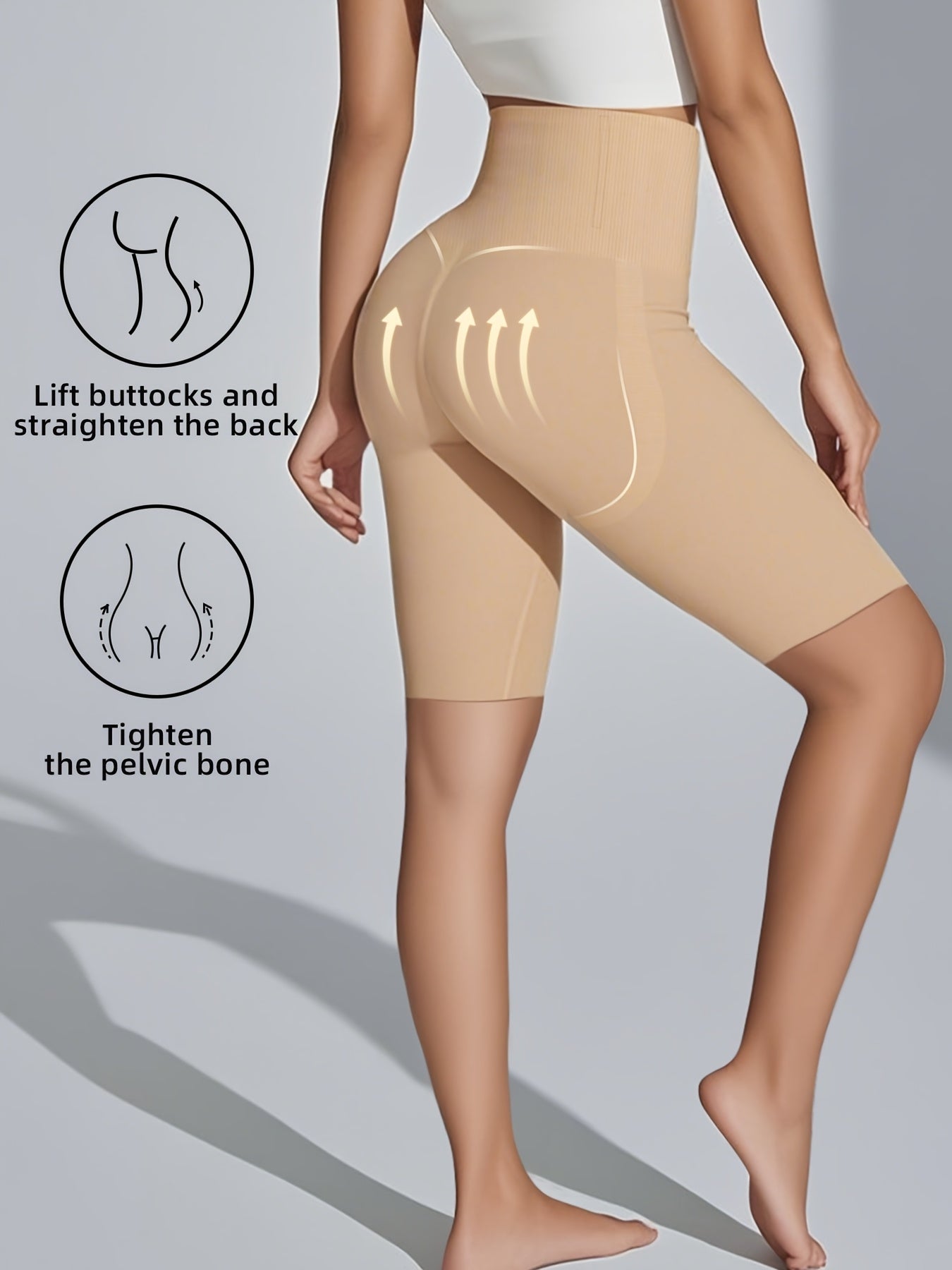 1pc Women'S High-Waist Tummy Control Yoga Shorts , Butt Lifting, Non-See-Through, Super Compression & Flat Effect, Breathable Nylon/Elastane Blend, Hand Washable - Black, Perfect for Workouts & Casual Wear, Workout Shorts, Sleek Design, Comfortable Fit
