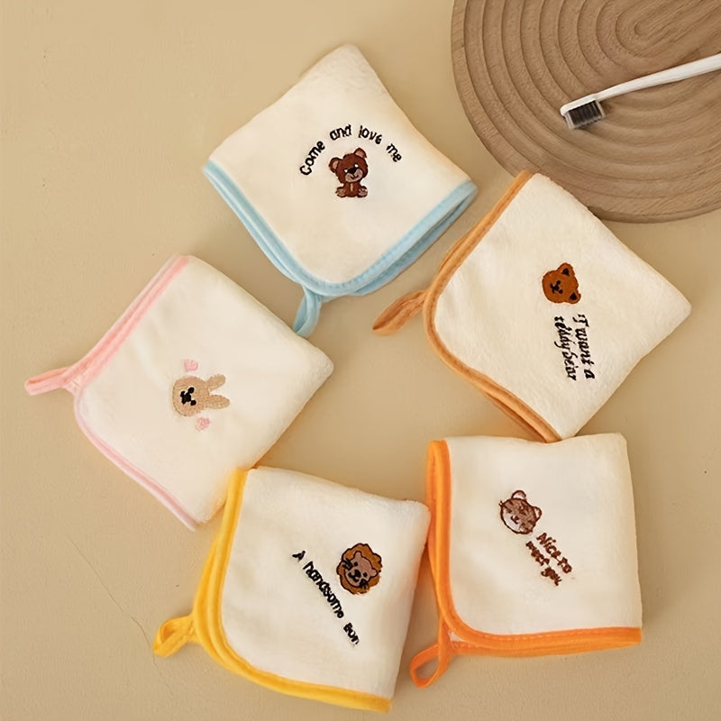 Set Of 5 Baby Washcloth Towels, Soft And Comfortable Baby Square Towels, Drool Bibs