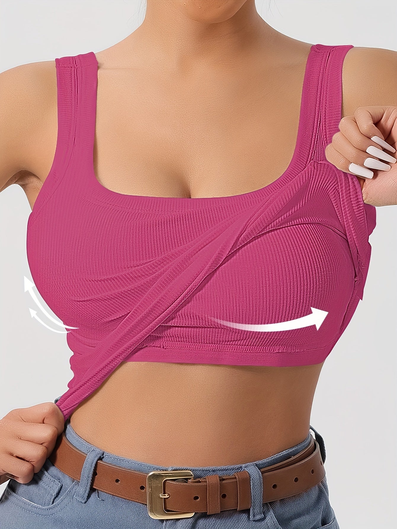 Women'S Sleeveless Top with Removable Padding, Fitted, Solid Color, Suitable for Wearing As an Outer Layer Or As a Base Layer.