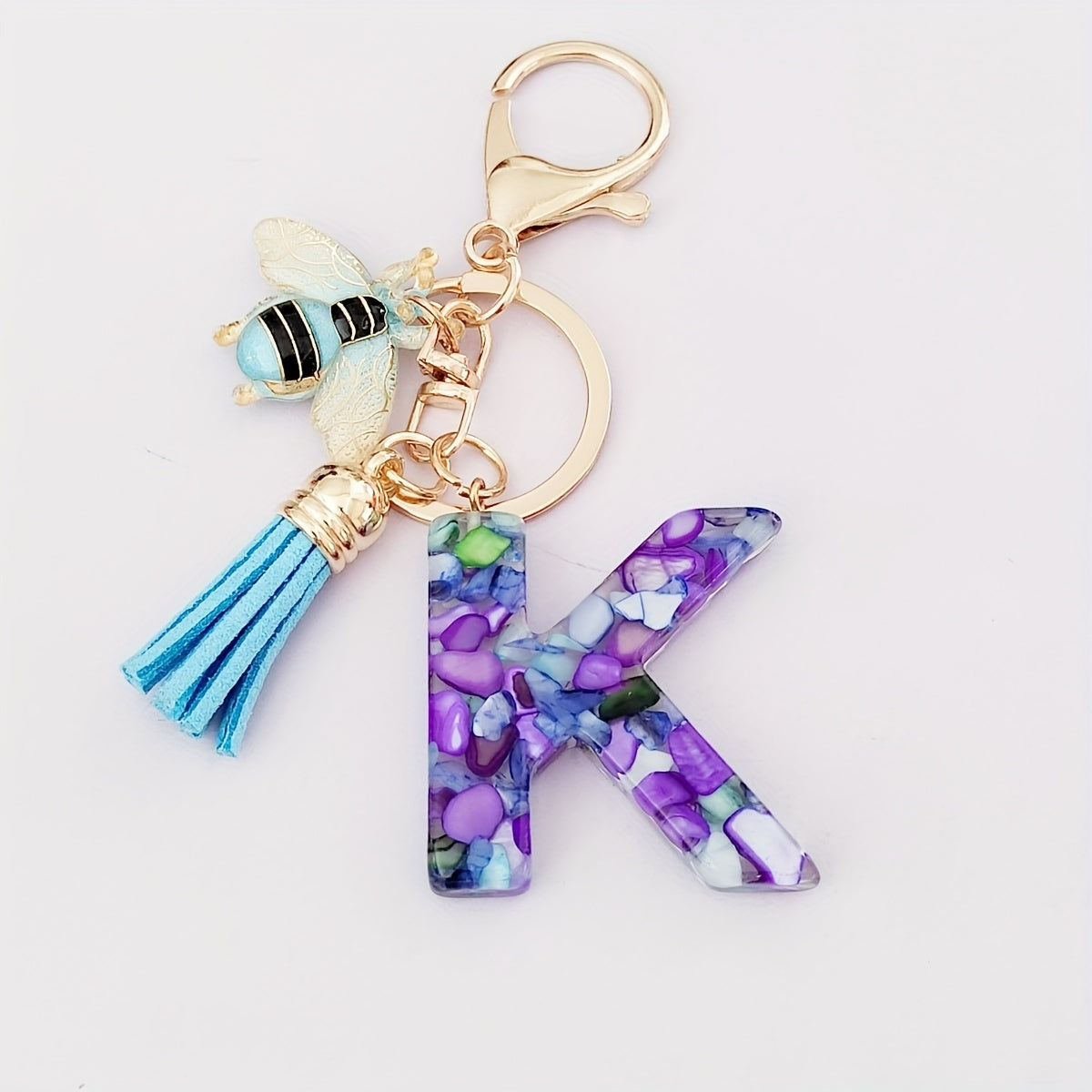 Dazzling Gift, Sparkling Alphabet Keychain with Sequin & Tassel - Mixed Colors, Geometric Design, Friendship Theme - Perfect for Bags & Gifts