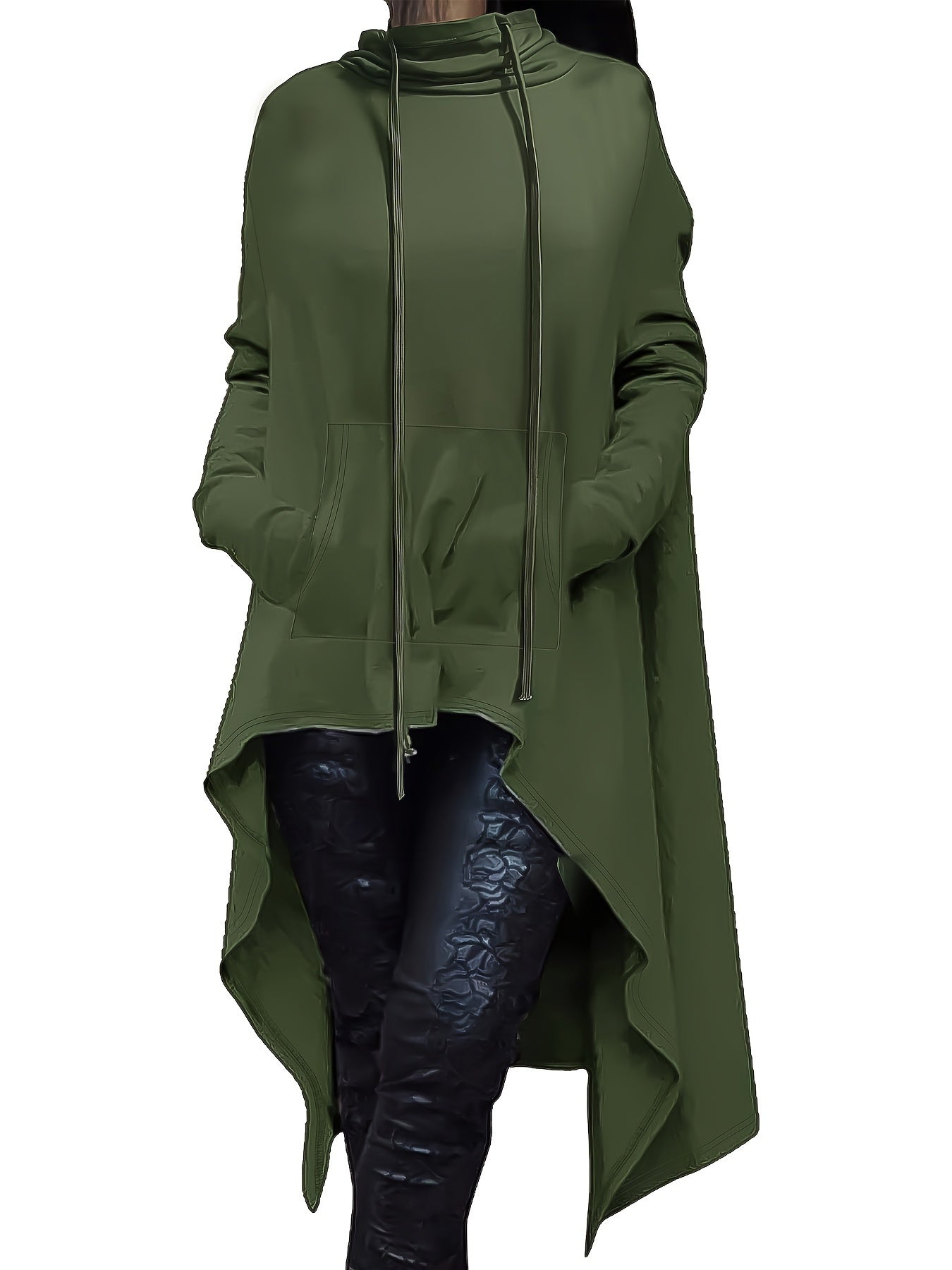 Plus Size Women's Oversized Hoodie - High Neck Long Sleeve Pullover Sweatshirt with Drop Shoulder & Flared Hem, Cozy Fall Winter Casual Clothing, Machine Washable
