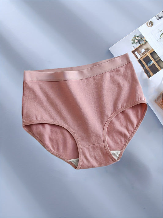 5pcs Solid Seamless Briefs, Simple Comfy Breathable Stretchy Intimates Panties, Women's Lingerie & Underwear