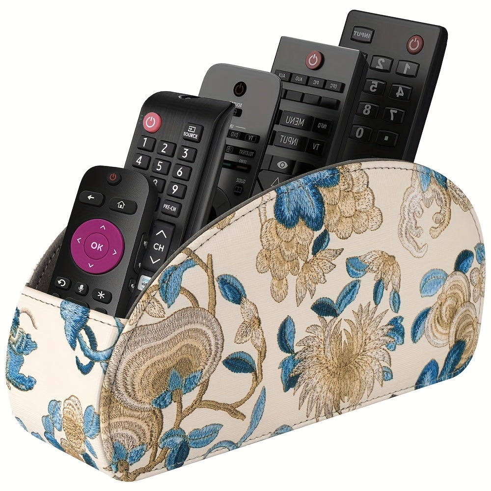 Remote Control Holder with 5 Compartments - Black Faux Leather Remote Caddy for TV, DVD, Blu-Ray, Media Player, And Heater Control, Independent Storage, Desk & Drawer Organizer for Home Storag, Desk & Drawer Organizer for Home Storage