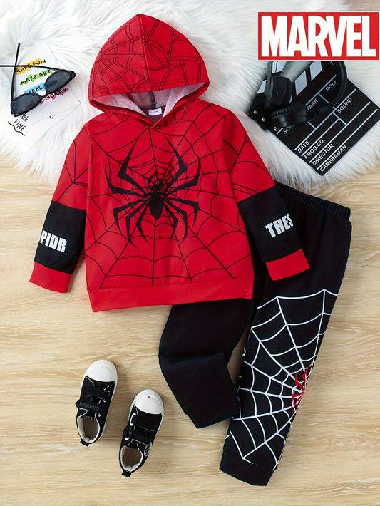 Boys' Casual Spider-Man Hoodie & Pants Set P100088A, Perfect for Outdoor