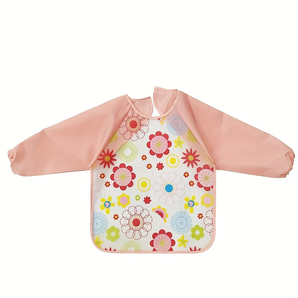 6-72 Month Long Sleeve Bibs for Baby - Vibrant Animal & Cartoon Designs, Machine Washable Polyester, Ideal for Messy Meals & Playtime, Playtime Essentials | Vibrant Bib Designs | Durable Polyester
