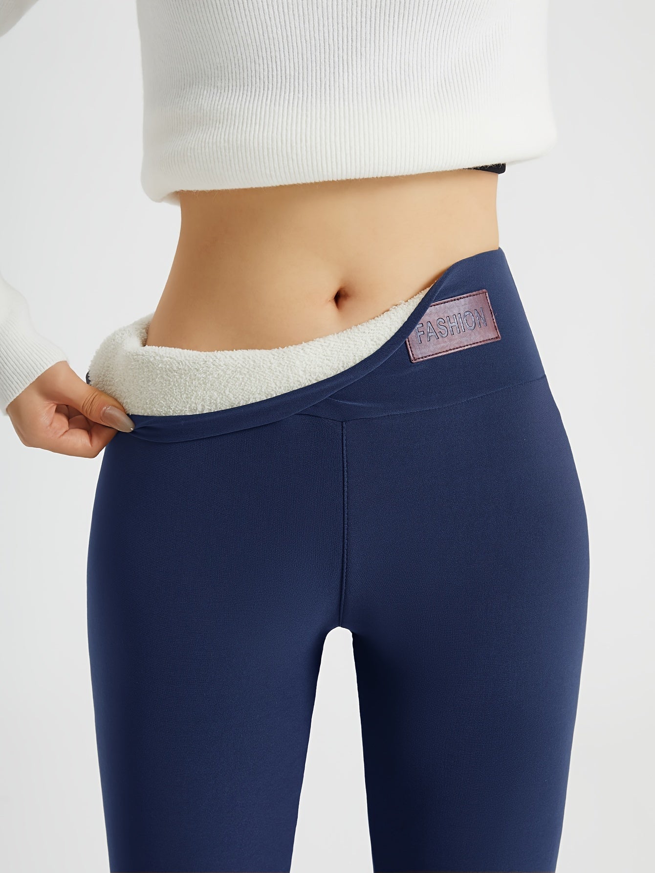 Women'S High Waist Stretchy Fleece Leggings - Solid Color, All-Season Comfort, Regular Fit for Casual & Wear, Casual Leggings | Stylish Winter Pants | Comfortable Wear