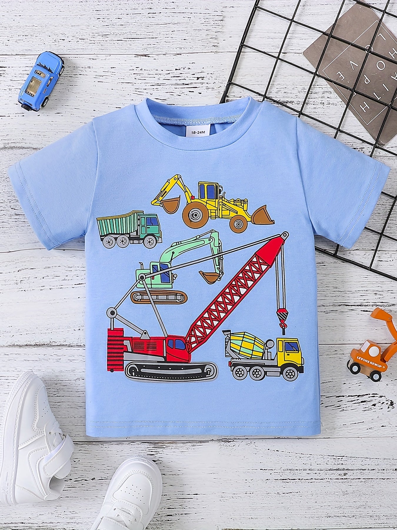 Excavator Print T-Shirt Boys Clothes Summer