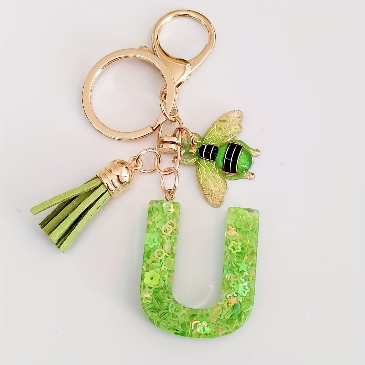 Dazzling Gift, Sparkling Alphabet Keychain with Sequin & Tassel - Mixed Colors, Geometric Design, Friendship Theme - Perfect for Bags & Gifts