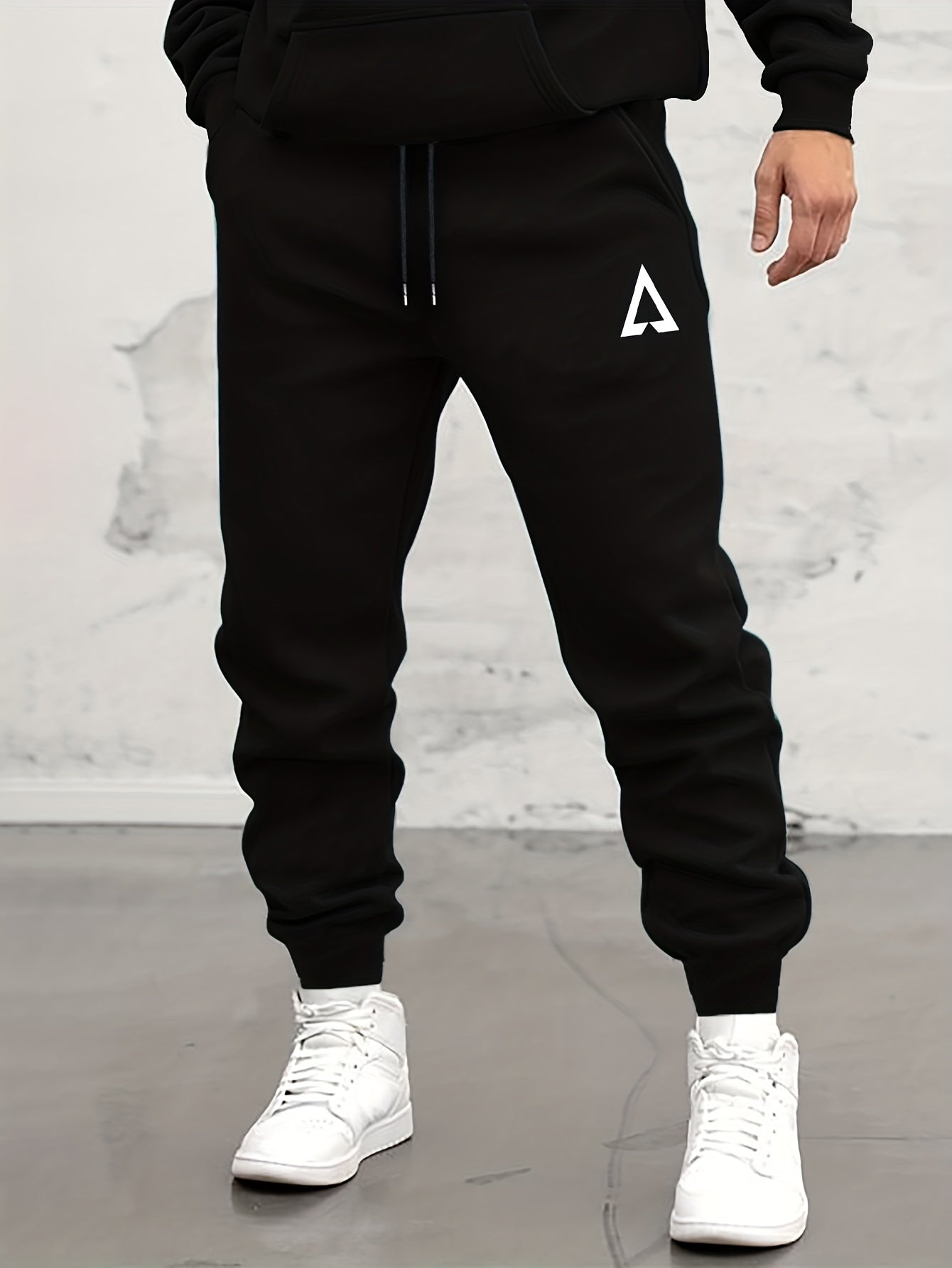 Trendy Pattern Print Drawstring Sweatpants Loose Fit Pants Men's Casual Slightly Stretch Joggers For Spring Autumn Running Jogging