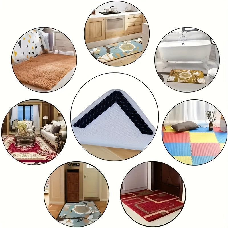 4/8/20/30pcs L-Type Anti Slip Carpet Stickers And Adhesives, Suitable for Living Room, Dining Room, Bathroom Tile And Wooden Floor Areas, Prevent Movement And Sliding, Ensure The Mat Is Flat And Fixed, Innovative Project, Shelf Liners