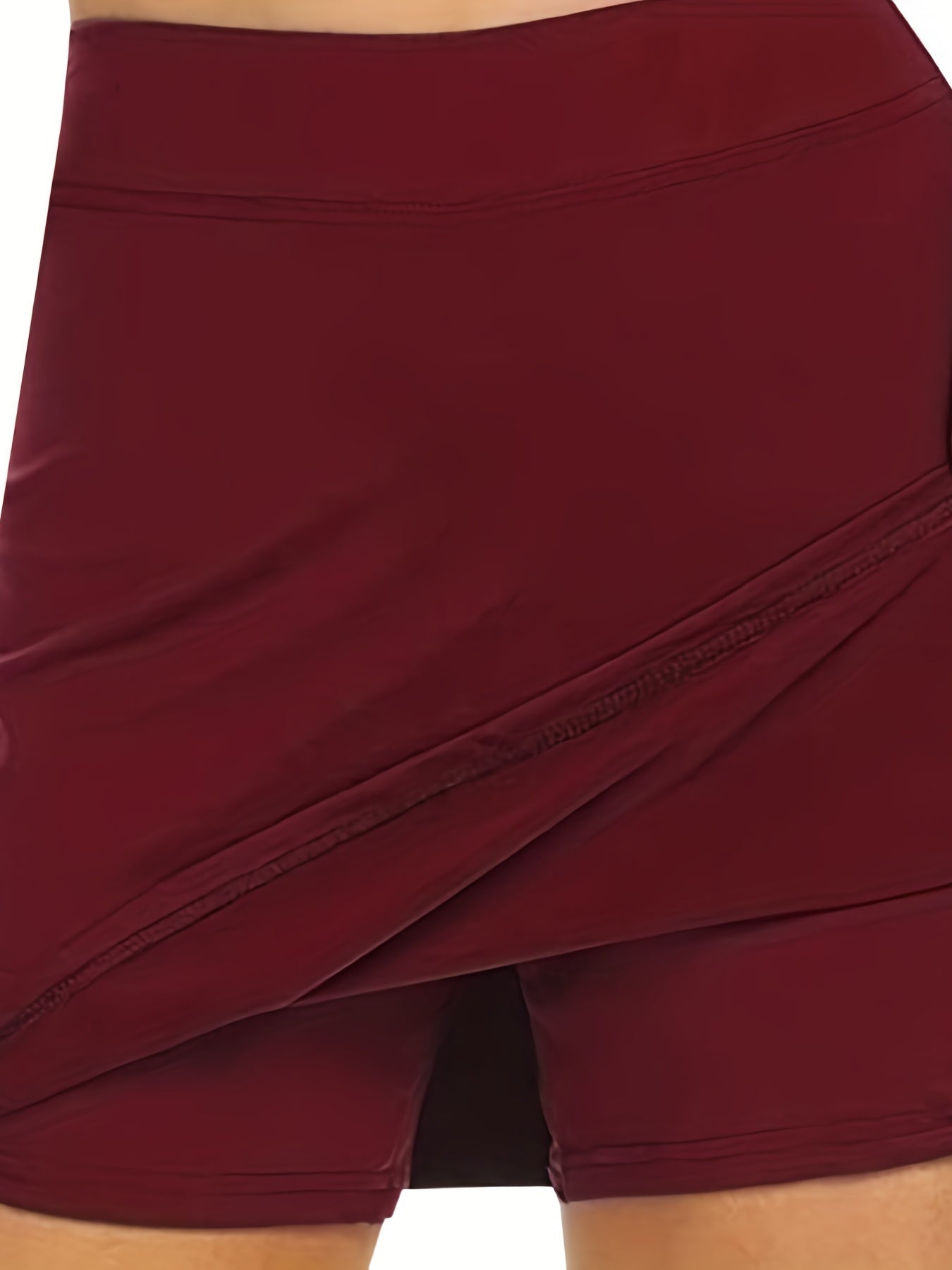 Women'S High-Waisted A-Line Shorts - Elegant Red, Stretchy Fabric, No Belt, Spring/Summer Casual Wear, Casual Wear|Elegant Shorts|Stretchy Fabric