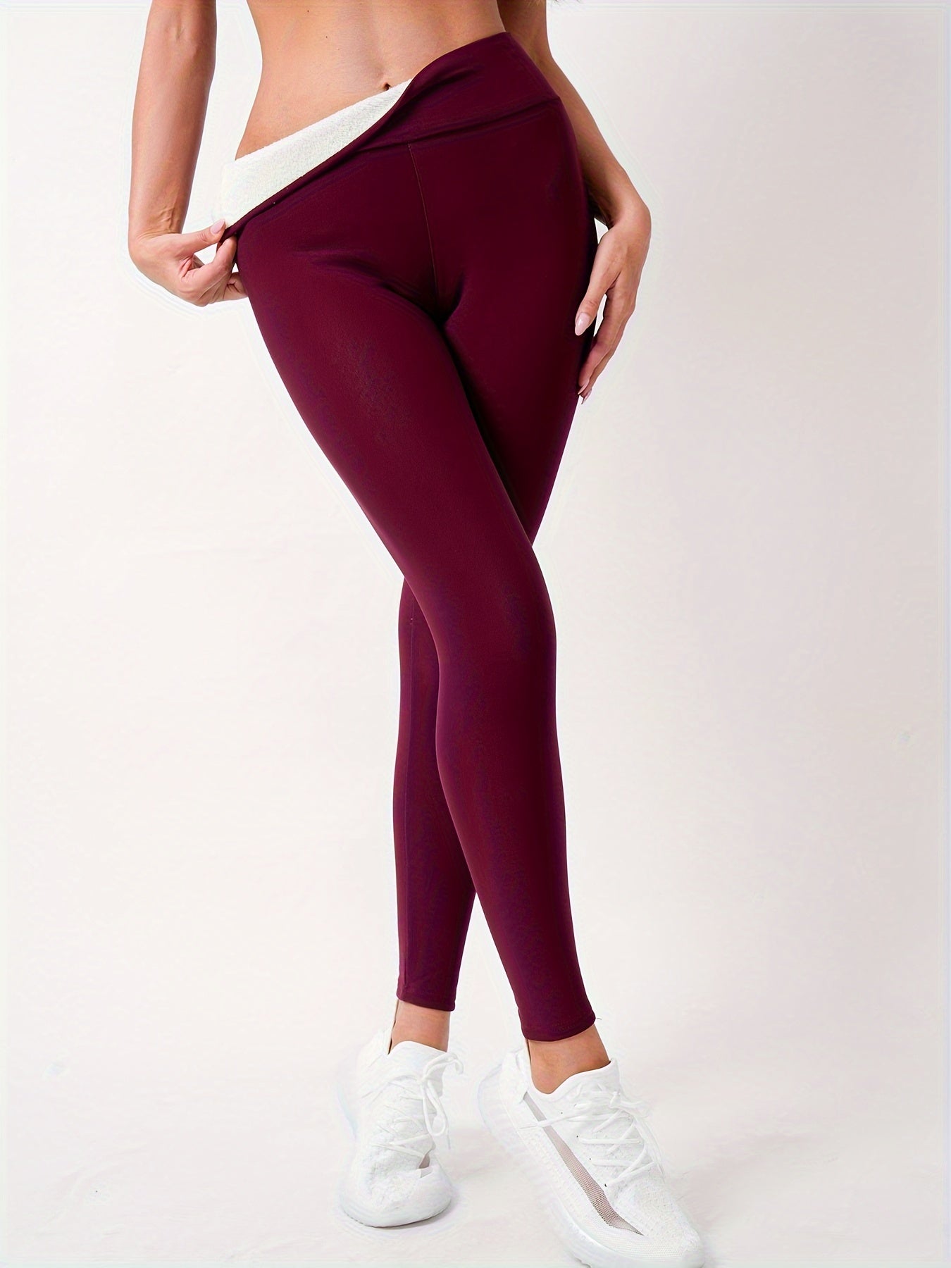 Europe and the United States plus fleece tight-fitting thermal pants autumn and winter lamb fleece thick stretch pants women