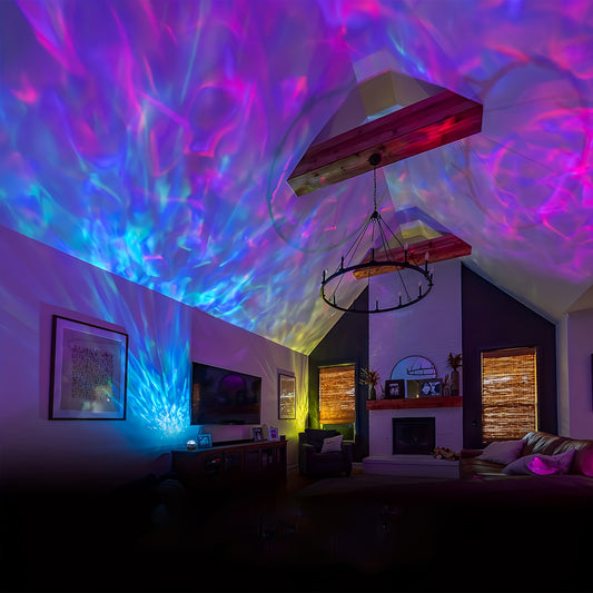 1pc USB Plug-in Electric Wave Pattern Projection Night Light, Wave Atmosphere Bedroom Night Light, Suitable for Bedroom and Ceiling Decoration, RGB Multi-color Adjustable, Flowing Dazzling Light Effect, Higher Quality Material, Fine Workmanship, Perfect f