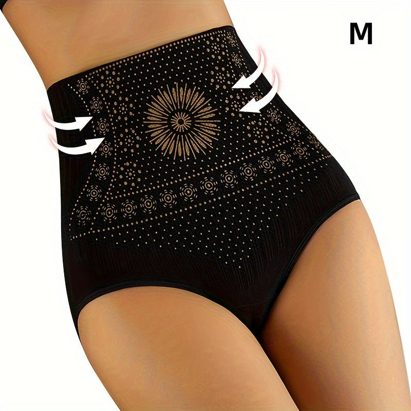 Women'S High-Waisted Shapewear Shorts with Star & Geometric Pattern - Black & Pink Accents, Textile Material, Hand Wash/Dry Clean, Perfect for Valentine'S Day, Mother'S Day, Christmas, New Year Gifts, Cute Shorts, Festive Gift Item, Stylish Waistband, Com