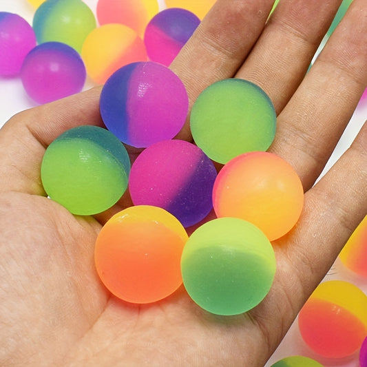 10-Pack Bouncy Balls - Mixed Color Synthetic Rubber Rainbow Spheres for Party Favors, Carnival Prizes, and Fun Activities