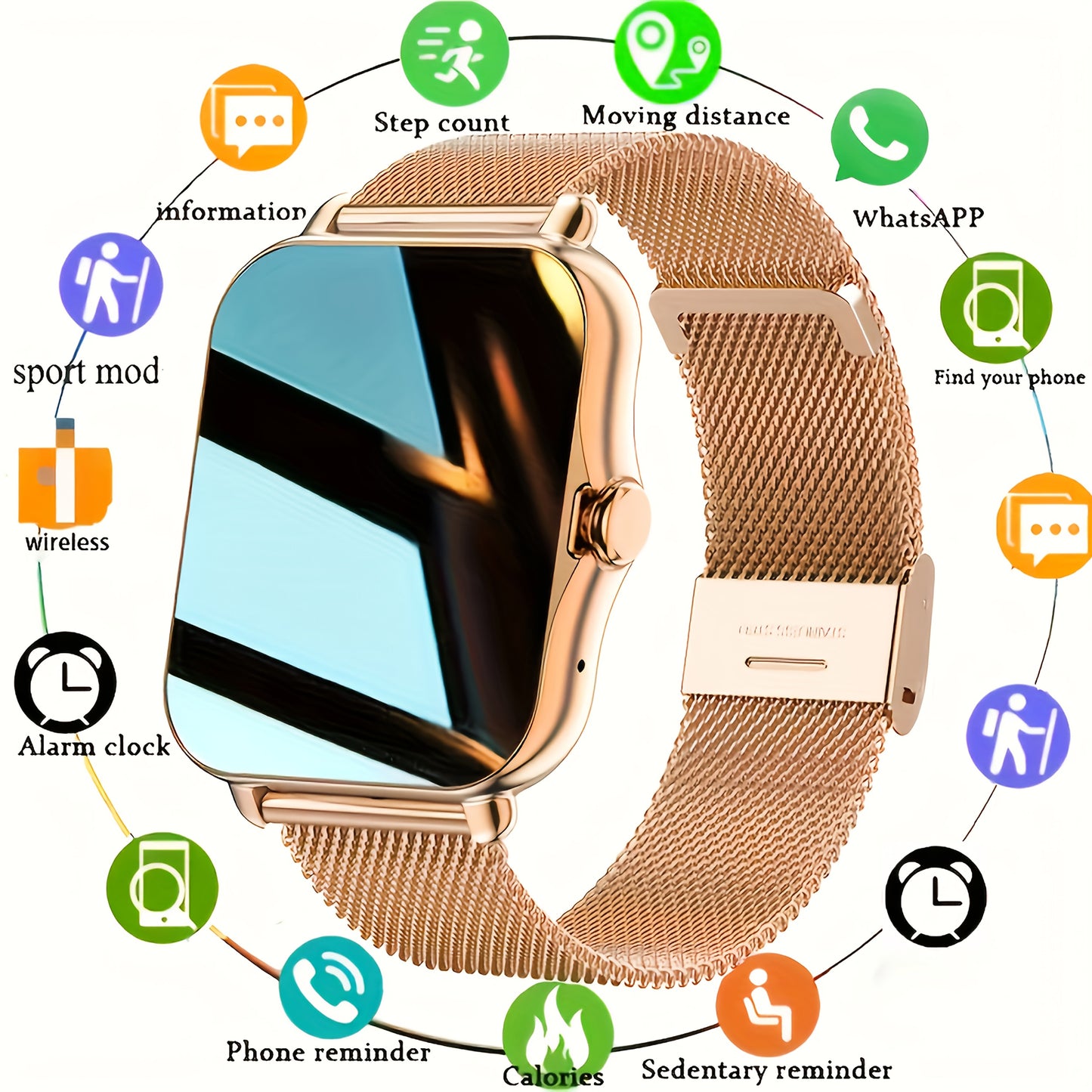 The New Full Touch High-Definition Men'S And Women'S Sports Smartwatch Features Wireless Dialing, Answering Calls, Motion Tracking, Photography, And Music Control. The Stylish Smartwatch Is Compatible with Android And Iphone, It'S a Gift for Men And Women