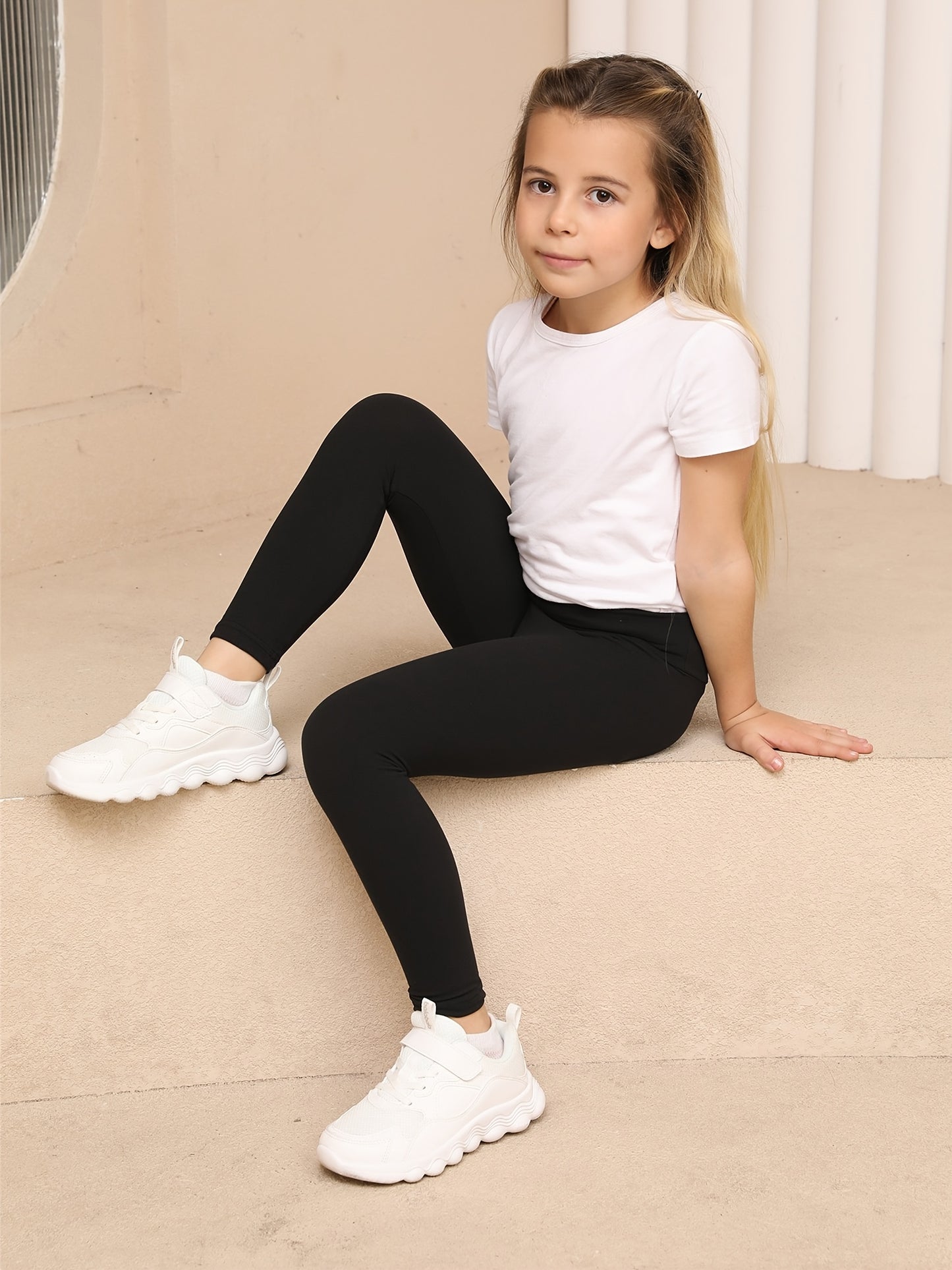 SOFTMILK Girls' High-Waisted Stretchy Leggings - Super Soft, High Elasticity, Solid Black, Tight-Fit Sports Pants for All Seasons, Perfect for Casual or Active Wear, Allseason Leggings | Minimalist Style | Highelasticity Fabric, High Waisted Leggings