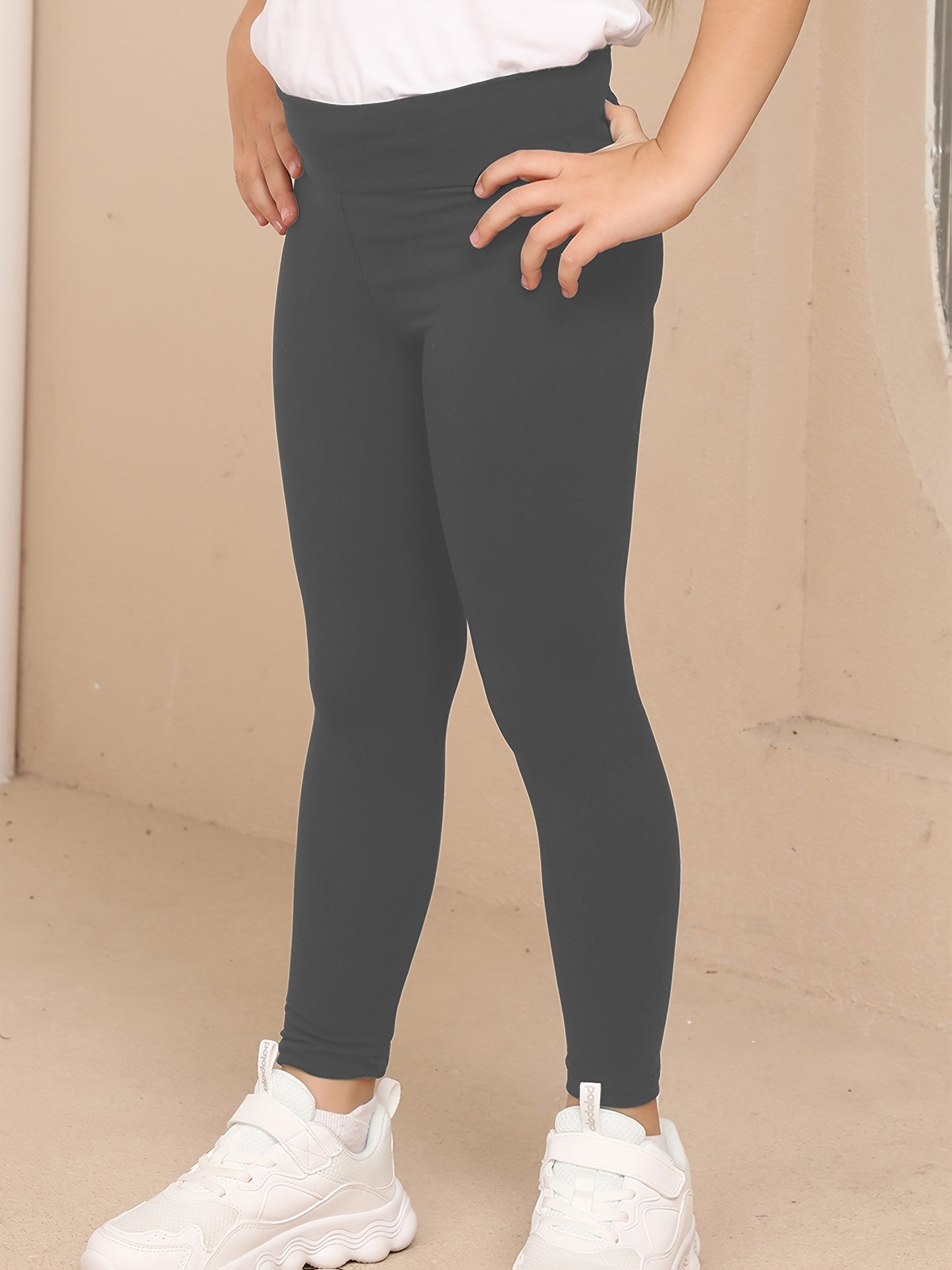 SOFTMILK Girls' High-Waisted Stretchy Leggings - Super Soft, High Elasticity, Solid Black, Tight-Fit Sports Pants for All Seasons, Perfect for Casual or Active Wear, Allseason Leggings | Minimalist Style | Highelasticity Fabric, High Waisted Leggings