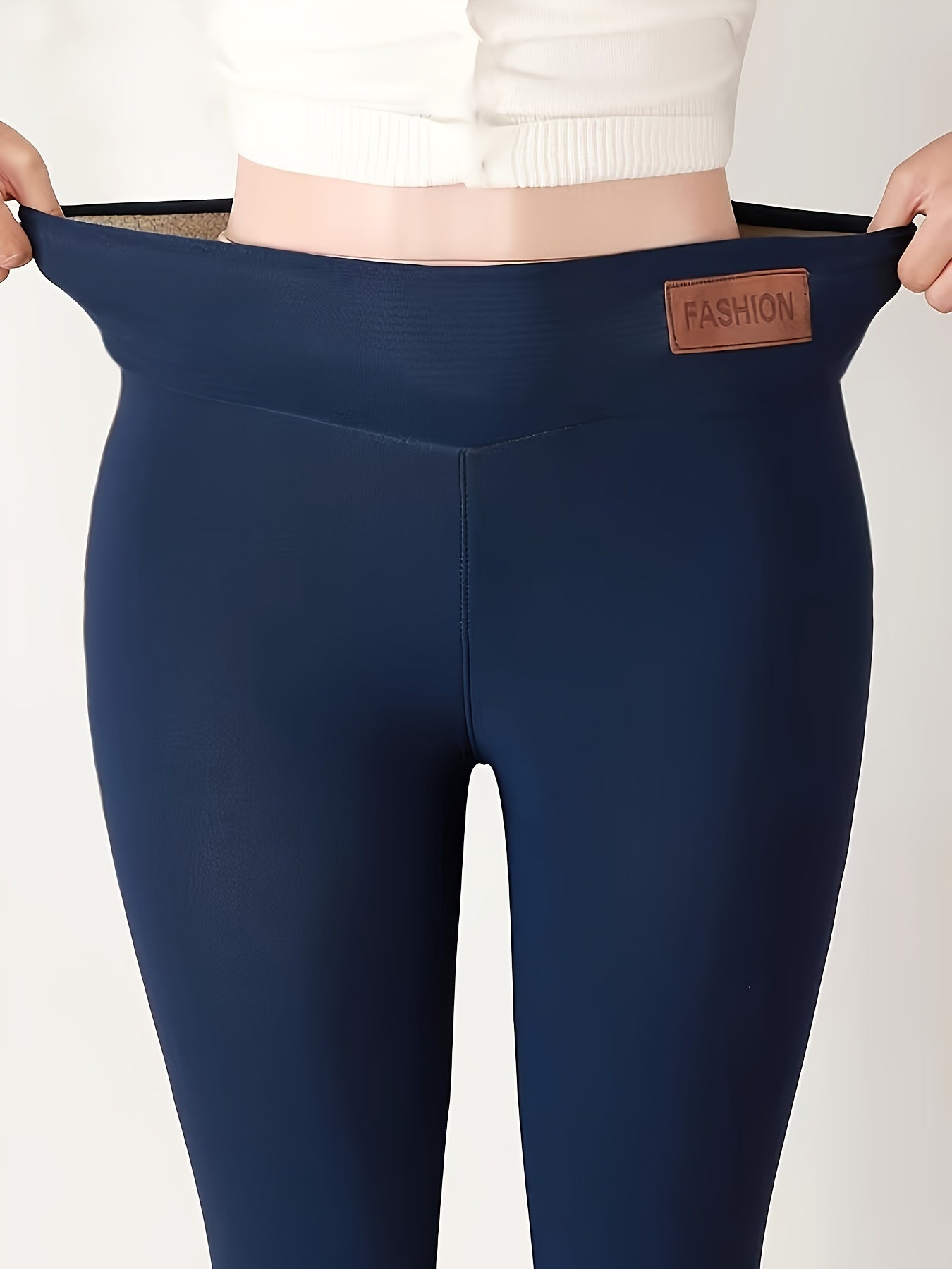 Women'S High Waist Stretchy Fleece Leggings - Solid Color, All-Season Comfort, Regular Fit for Casual & Wear, Casual Leggings | Stylish Winter Pants | Comfortable Wear