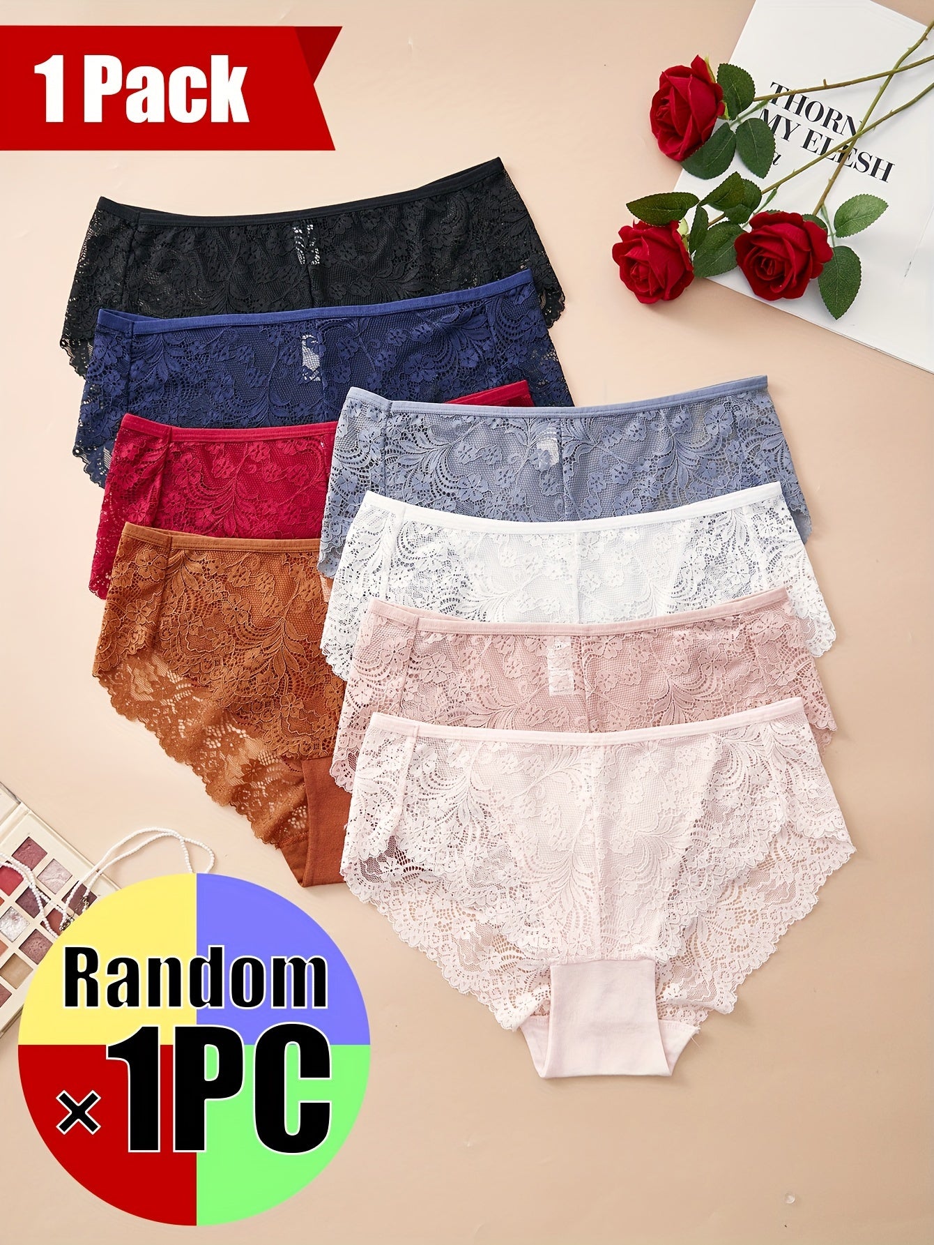 Random 1pc Plus Size Plus Size Women Briefs Panties High Waist Sexy Lingerie Hollow Out Underpanties Comfortable Underwear