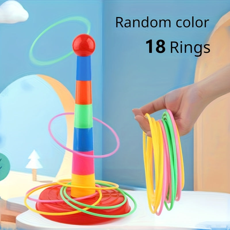 (Random Color) Colorful Plastic Sport Ring Toss Game Set Party Outdoor Puzzle Hoop Kindergarten Competition Game Stall Halloween Christmas Gift